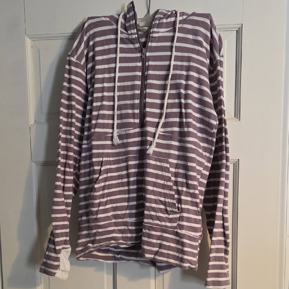 Vanilla Bay Purple and White Striped Hoodie